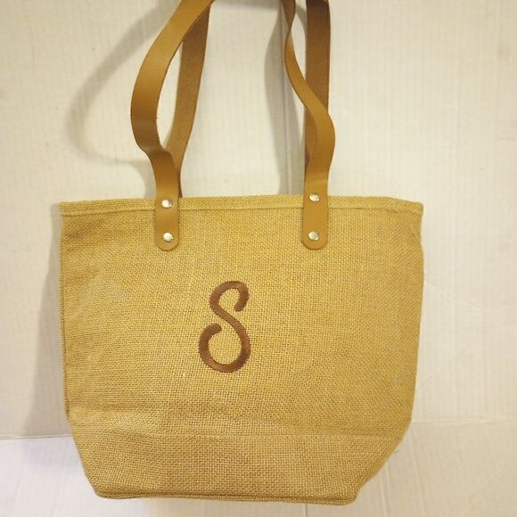 ✨ NWT burlap monogram top zipper handbag - Picture 6 of 12